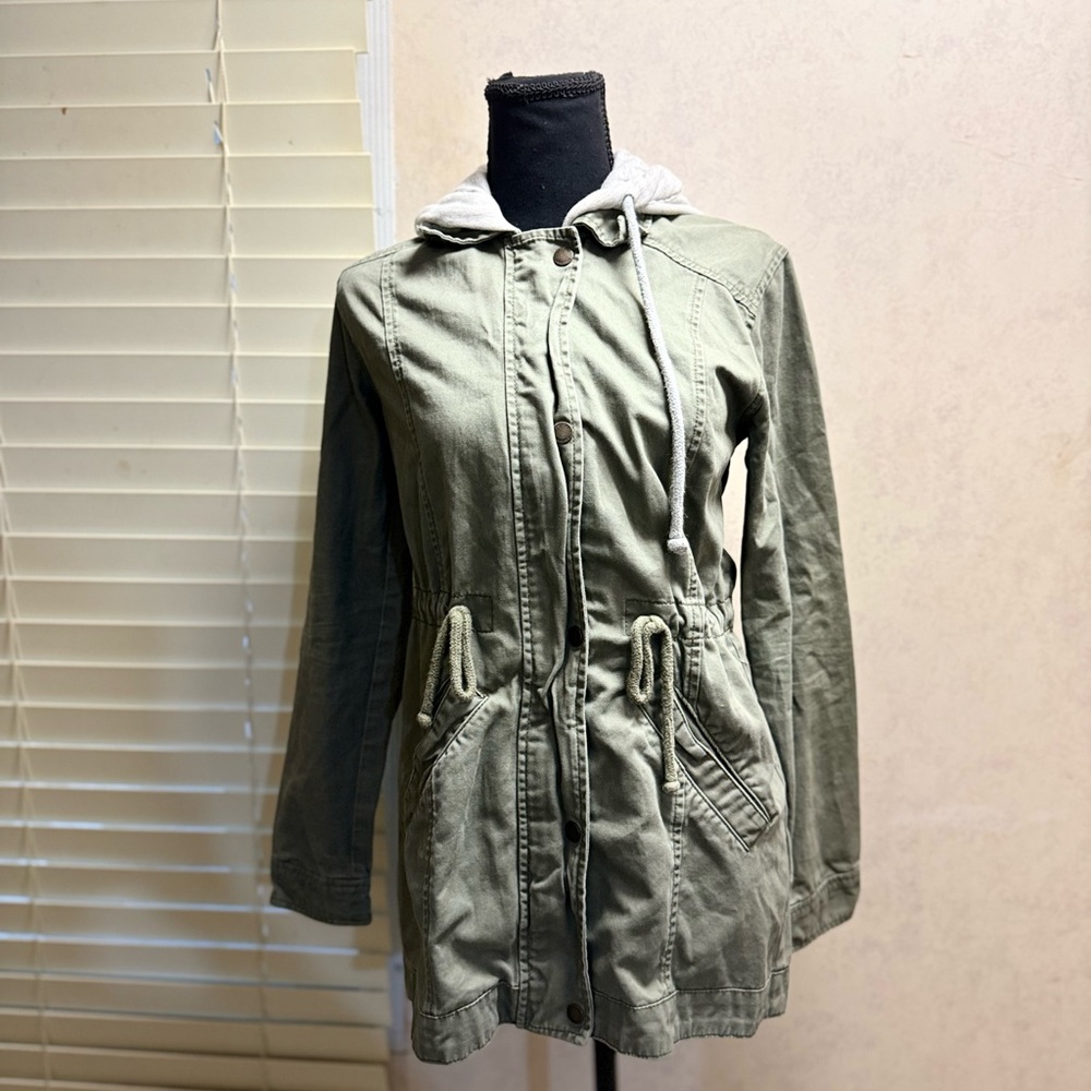 Hollister Sage Green Utility Jacket with Hood